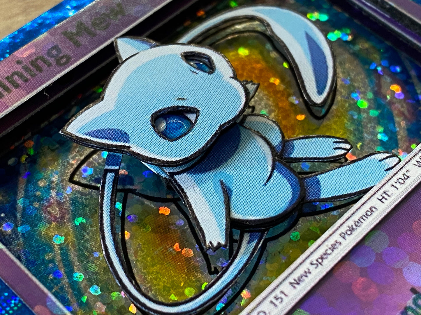 Shadowbox Pokemon Shining Mew Shining Legends 3D Card 40 / 73 Art 100% Handmade Diorama