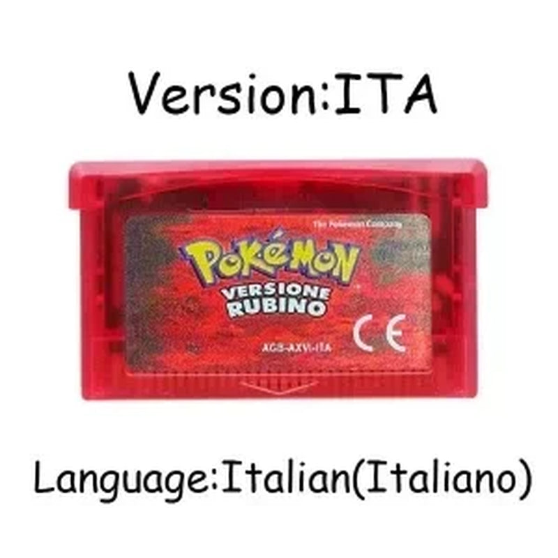 GBA Game Pokemon Series 32 Bit Video Game Cartridge Console Card Pokemon Emerald Firered Leafgreen Ruby Sapphire Multi-Language