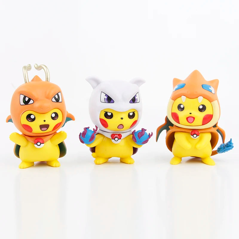 New 6Pcs/Set Pokemon Pikachu as Charizard Mew Figure Toys 7Cm