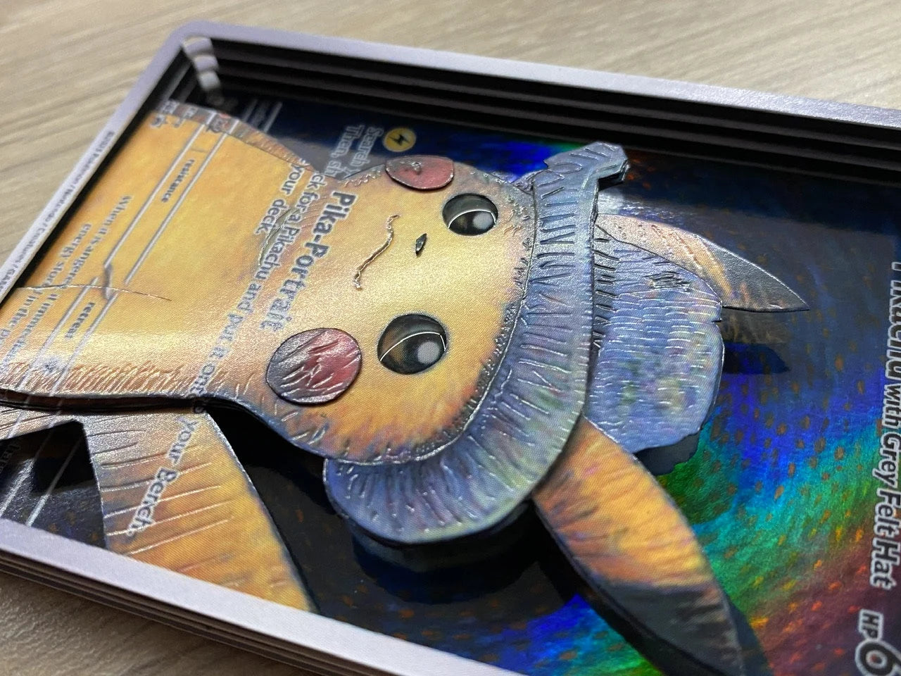 3D Card Shadowbox Pokemon Pikachu Van Gogh Promo Art 100% Handmade Diorama
