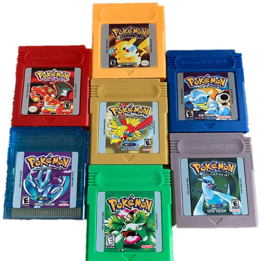 GBC Game Boy Color Pokémon Video Game Cartridges - Blue/Crystal/Green/Gold/Red/Silver/Yellow