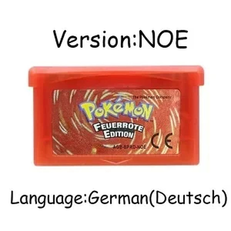 GBA Game Pokemon Series 32 Bit Video Game Cartridge Console Card Pokemon Emerald Firered Leafgreen Ruby Sapphire Multi-Language