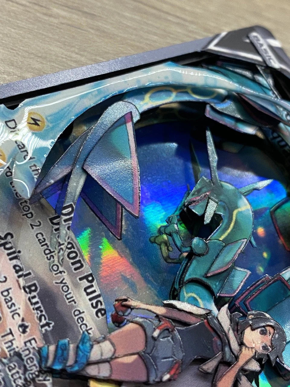 Shadowbox Pokemon Rayquaza V Evolving Skies Art 3D Card 100% Handmade Diorama