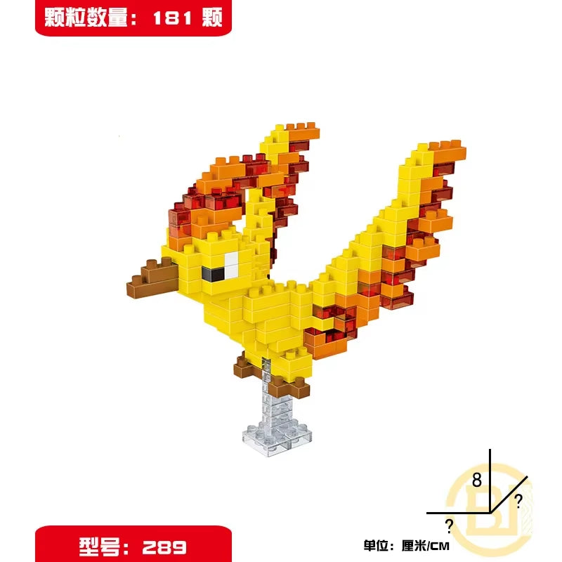 DIY Pokemon Blocks Small Cartoon Mini Building Block Pikachu Charizard Eevee Mewtwo Anime Assemble Action Model Dolls Toys