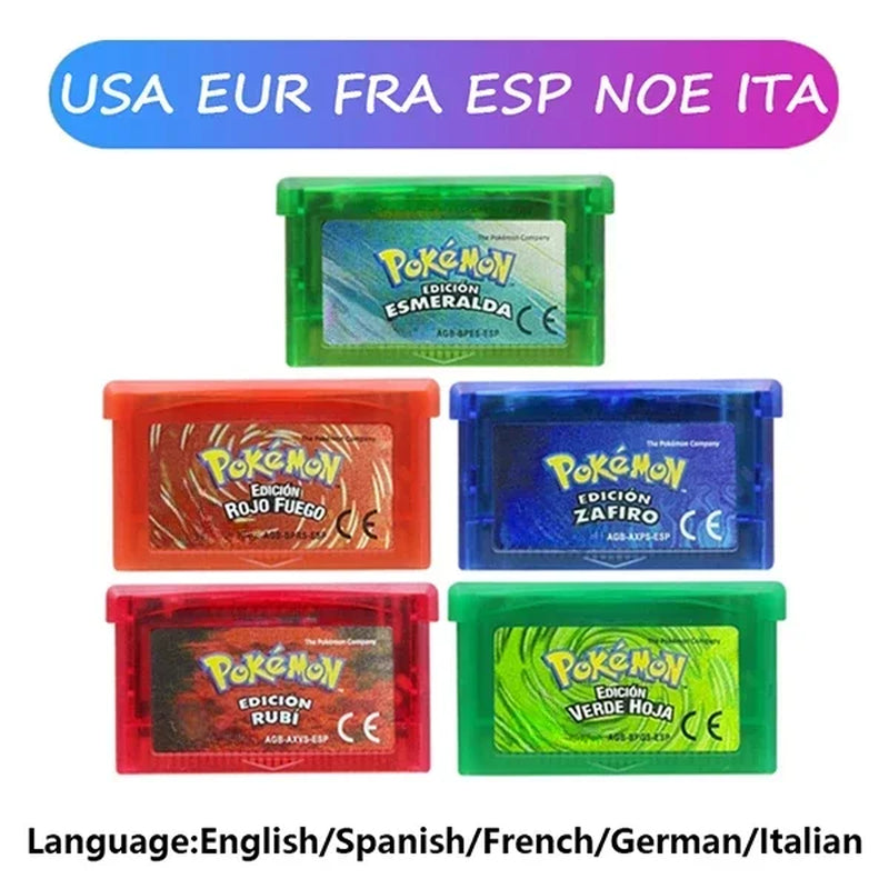 GBA Game Pokemon Series 32 Bit Video Game Cartridge Console Card Pokemon Emerald Firered Leafgreen Ruby Sapphire Multi-Language