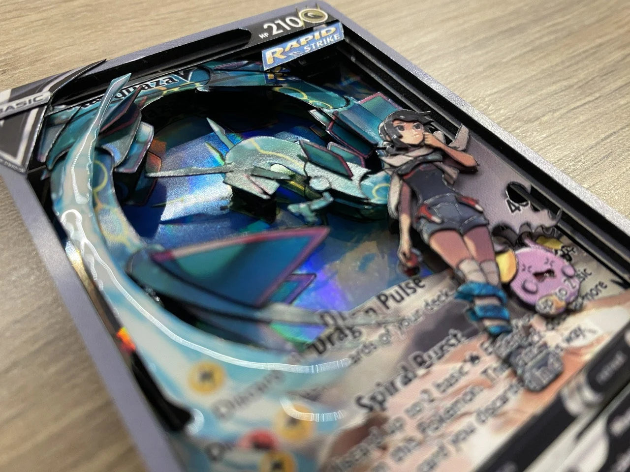 Shadowbox Pokemon Rayquaza V Evolving Skies Art 3D Card 100% Handmade Diorama