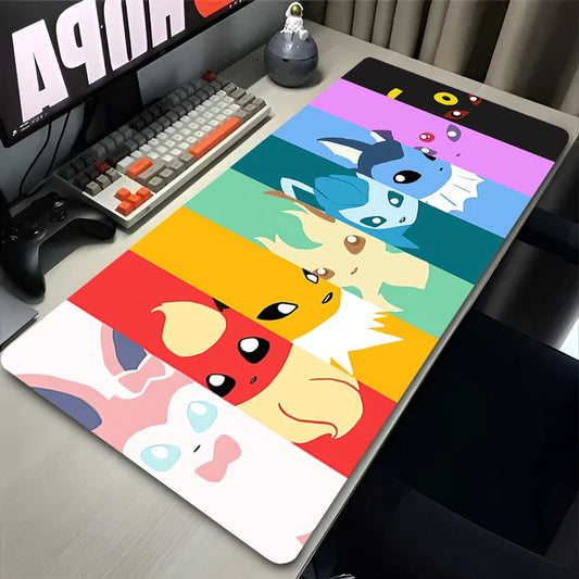 Kawaii Japan Anime Mouse Pad PC Colorful E-Eevee Gamer Cabinet Mousepad XXL P-Pokemon Keyboard Rug Laptop Gaming Rubber Desk Mat