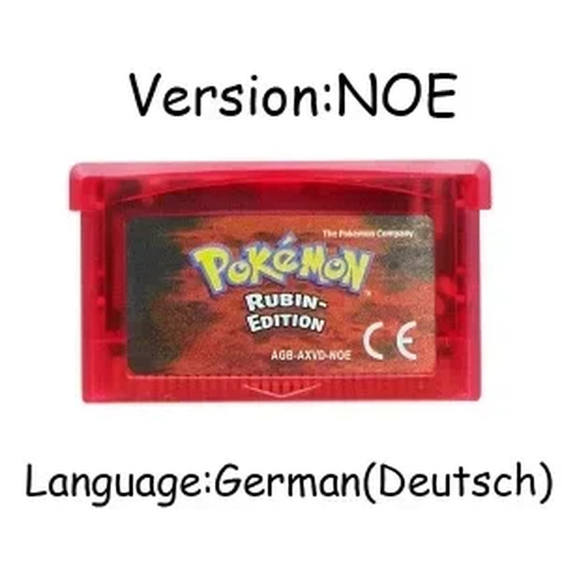 GBA Game Pokemon Series 32 Bit Video Game Cartridge Console Card Pokemon Emerald Firered Leafgreen Ruby Sapphire Multi-Language