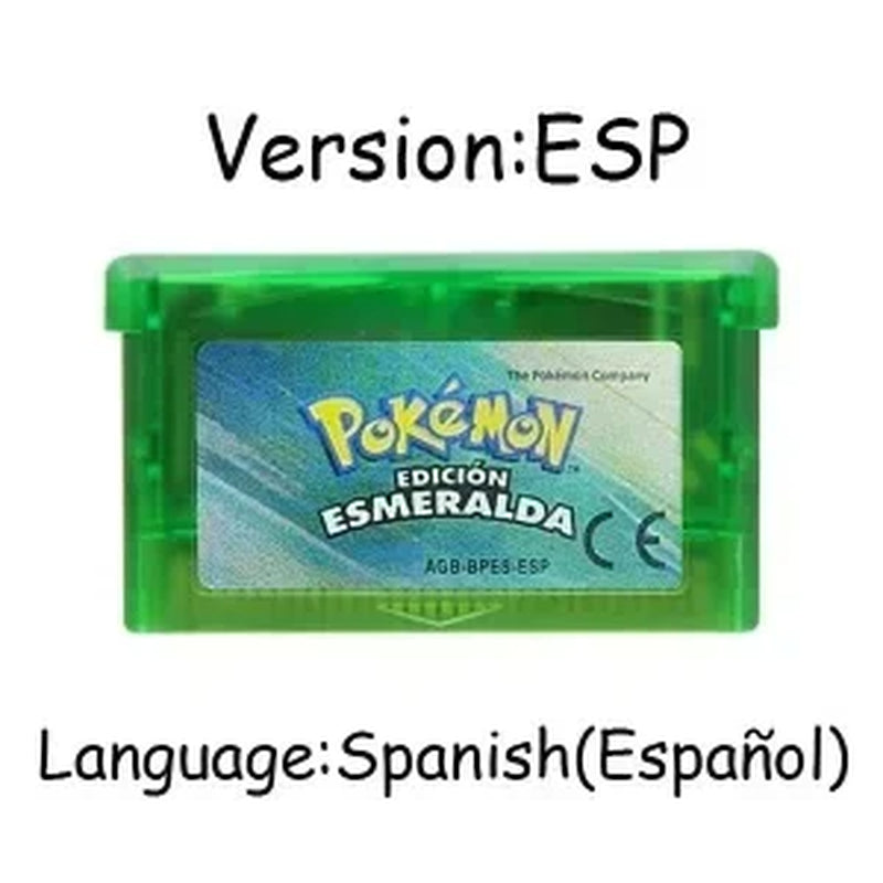 GBA Game Pokemon Series 32 Bit Video Game Cartridge Console Card Pokemon Emerald Firered Leafgreen Ruby Sapphire Multi-Language