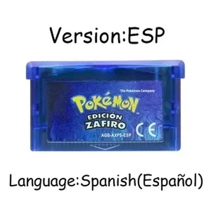 GBA Game Pokemon Series 32 Bit Video Game Cartridge Console Card Pokemon Emerald Firered Leafgreen Ruby Sapphire Multi-Language