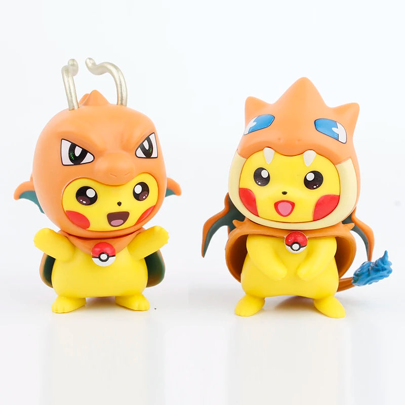 New 6Pcs/Set Pokemon Pikachu as Charizard Mew Figure Toys 7Cm