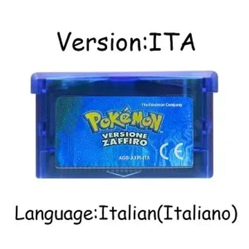 GBA Game Pokemon Series 32 Bit Video Game Cartridge Console Card Pokemon Emerald Firered Leafgreen Ruby Sapphire Multi-Language