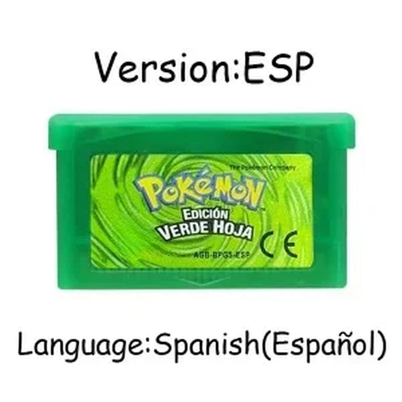 GBA Game Pokemon Series 32 Bit Video Game Cartridge Console Card Pokemon Emerald Firered Leafgreen Ruby Sapphire Multi-Language