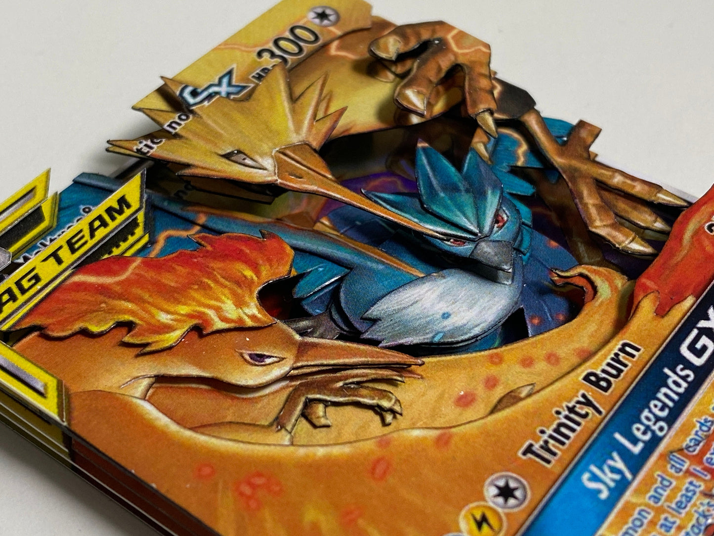 3D Card Shadowbox Pokemon Moltres Zapdos Articuno GX Hidden Fates Art 100% Handmade Diorama