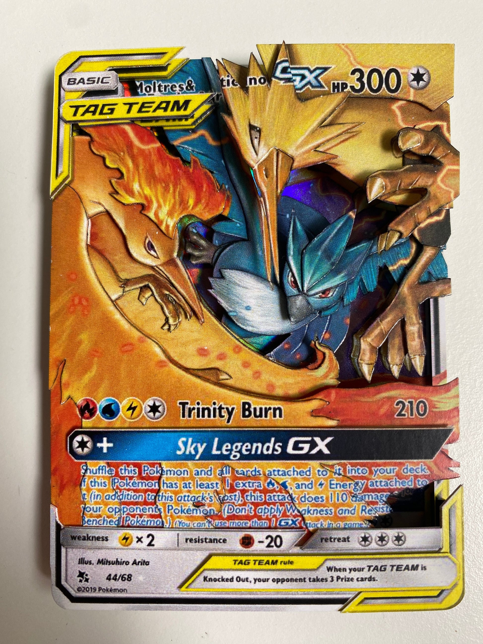 3D Card Shadowbox Pokemon Moltres Zapdos Articuno GX Hidden Fates Art 100% Handmade Diorama