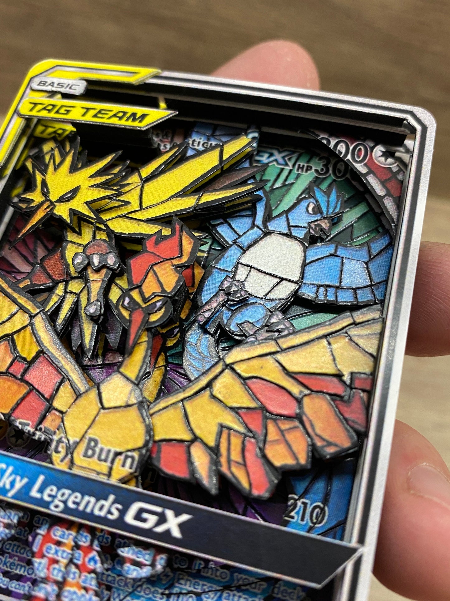 3D Shadowbox Pokemon Card Moltres, Zapdos, Articuno GX Black Star Promo Art 100% Handmade Diorama