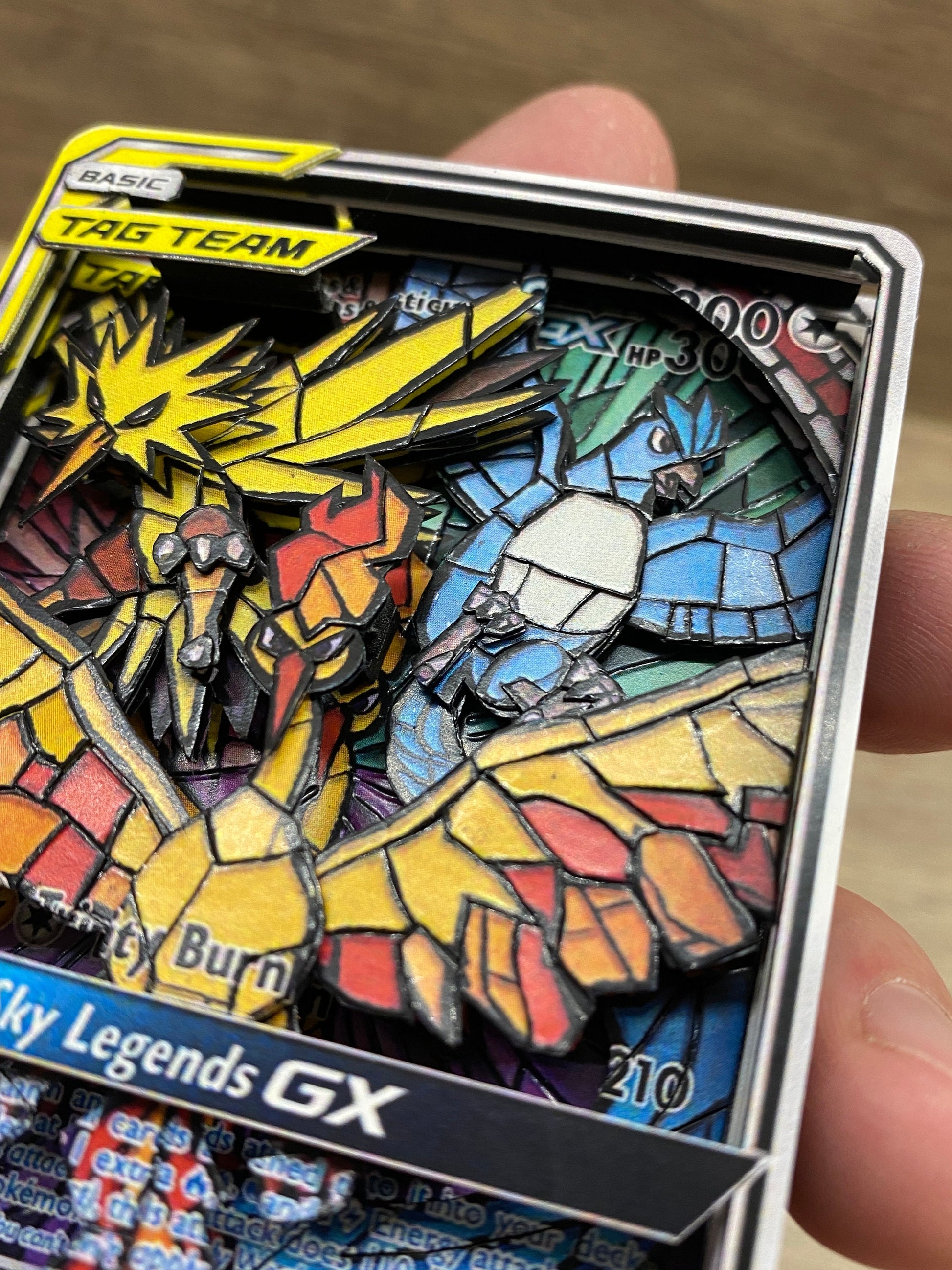 3D Shadowbox Pokemon Card Moltres, Zapdos, Articuno GX Black Star Promo Art 100% Handmade Diorama