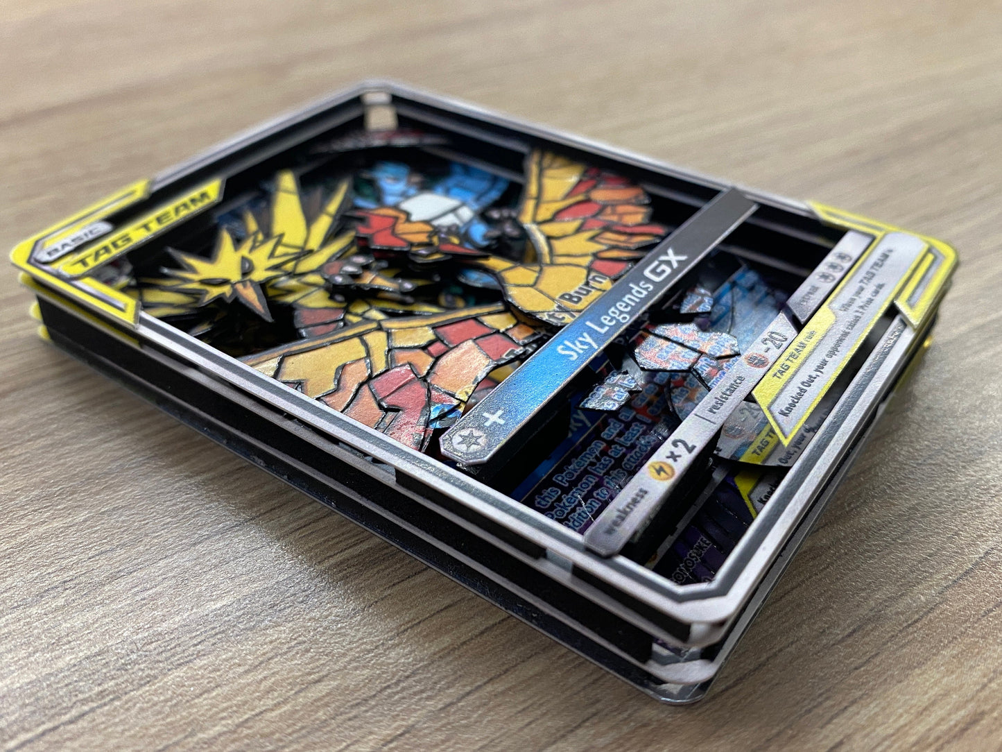 3D Shadowbox Pokemon Card Moltres, Zapdos, Articuno GX Black Star Promo Art 100% Handmade Diorama