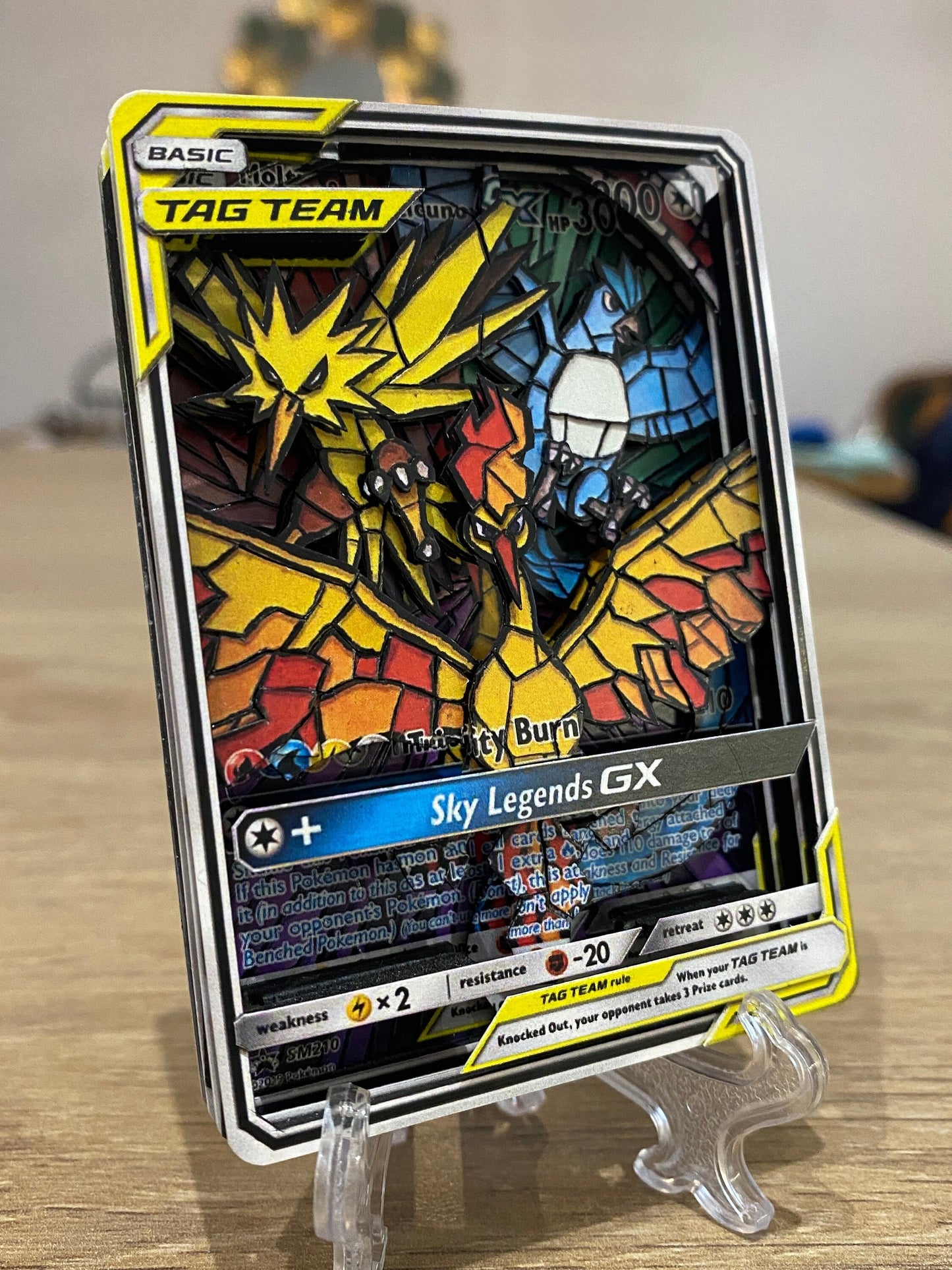3D Shadowbox Pokemon Card Moltres, Zapdos, Articuno GX Black Star Promo Art 100% Handmade Diorama