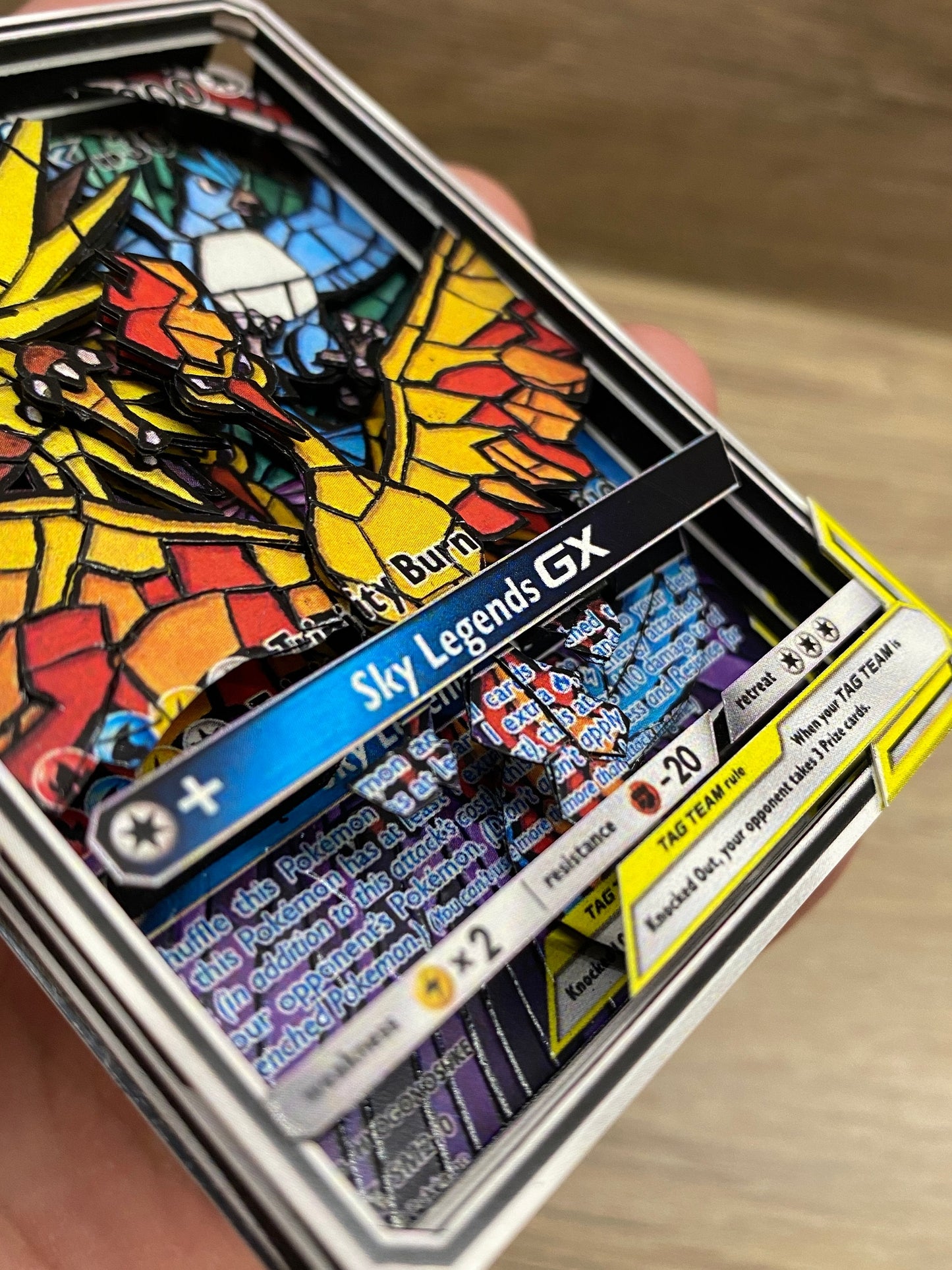 3D Shadowbox Pokemon Card Moltres, Zapdos, Articuno GX Black Star Promo Art 100% Handmade Diorama