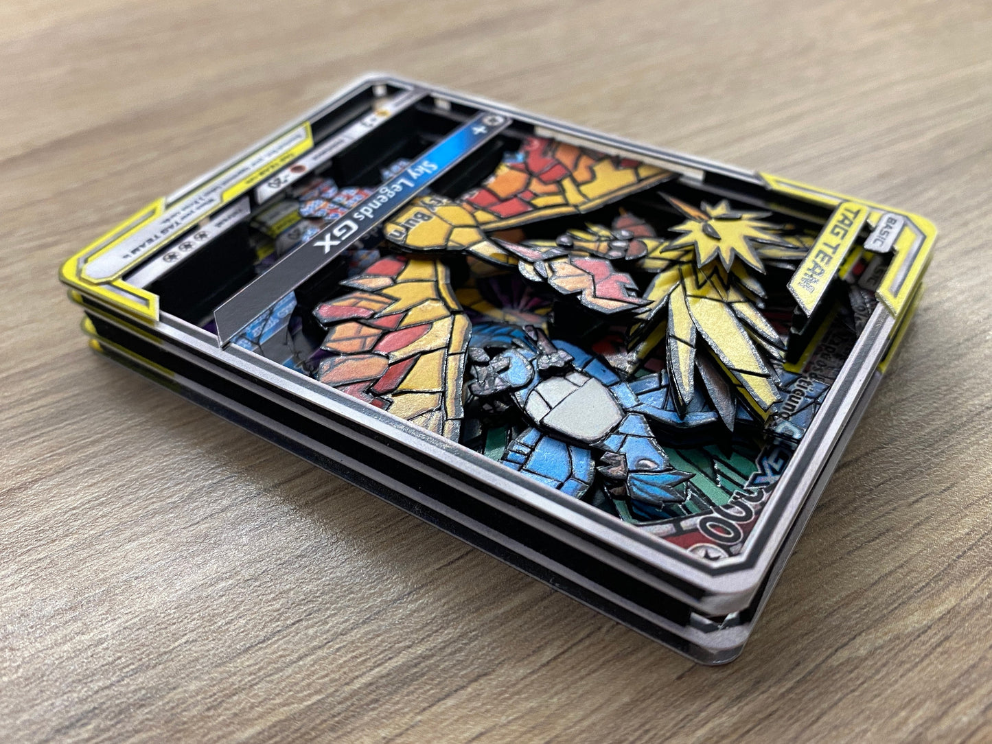 3D Shadowbox Pokemon Card Moltres, Zapdos, Articuno GX Black Star Promo Art 100% Handmade Diorama