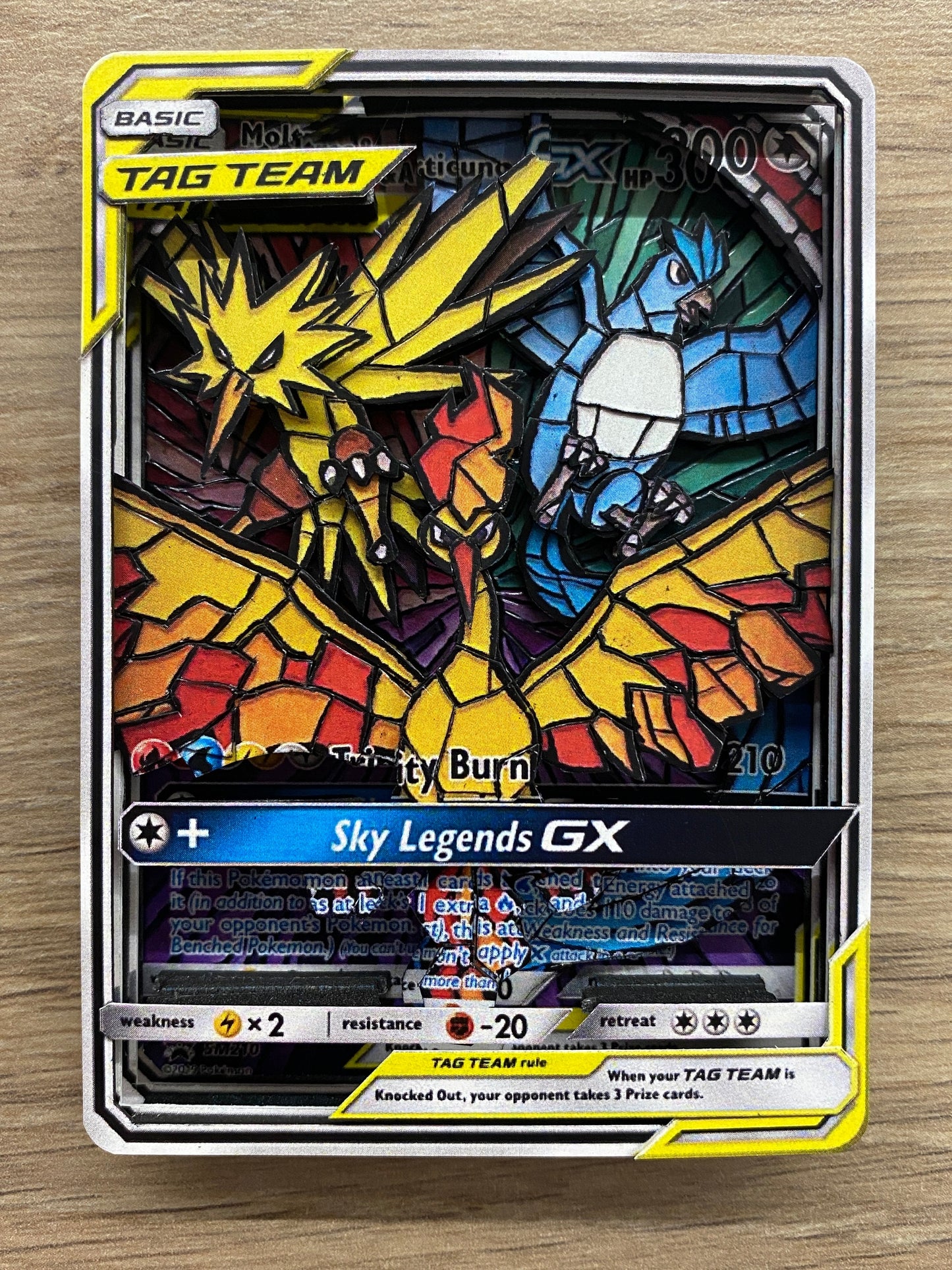 3D Shadowbox Pokemon Card Moltres, Zapdos, Articuno GX Black Star Promo Art 100% Handmade Diorama