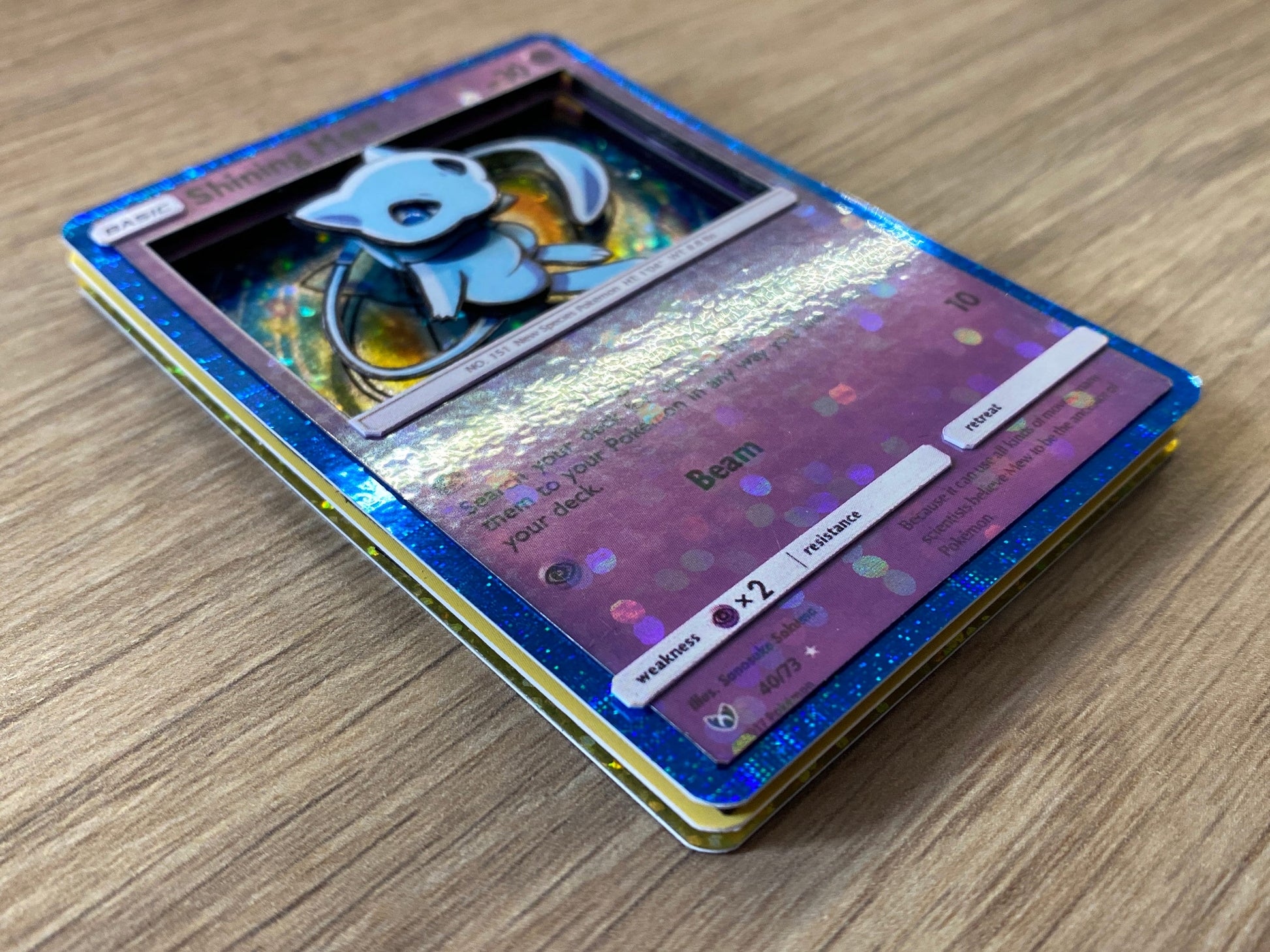Shadowbox Pokemon Shining Mew Shining Legends 3D Card 40 / 73 Art 100% Handmade Diorama