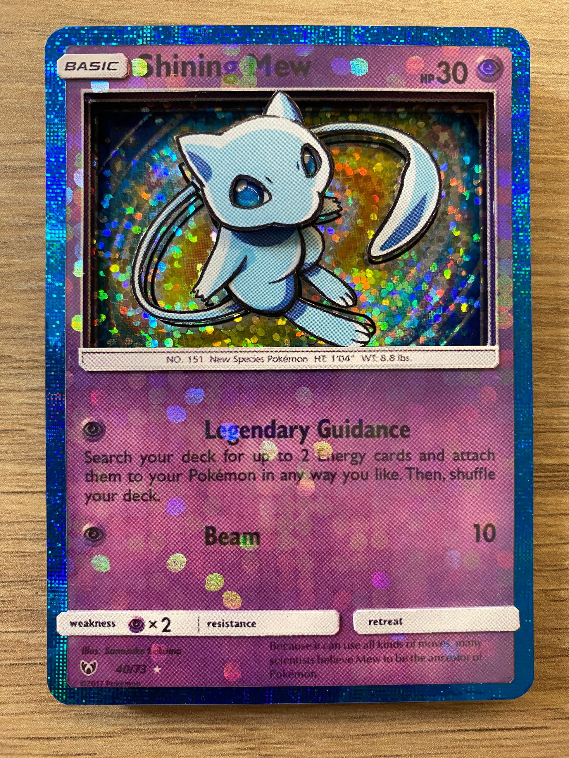 Shadowbox Pokemon Shining Mew Shining Legends 3D Card 40 / 73 Art 100% Handmade Diorama